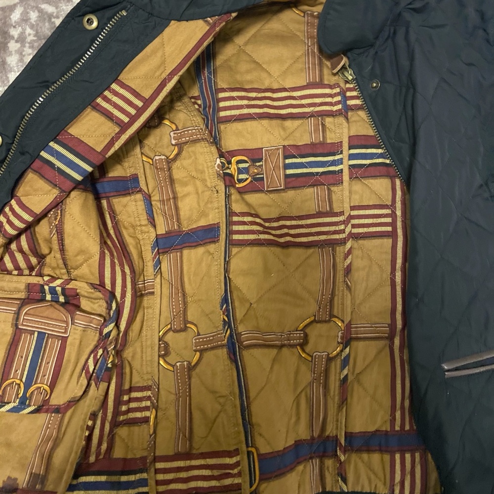Ralph Lauren QUILTED JACKET BLACK &BROWN DETAIL XS - Picture 3 of 4